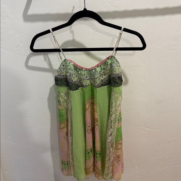 Tops - Green and Pink Embellished Cami